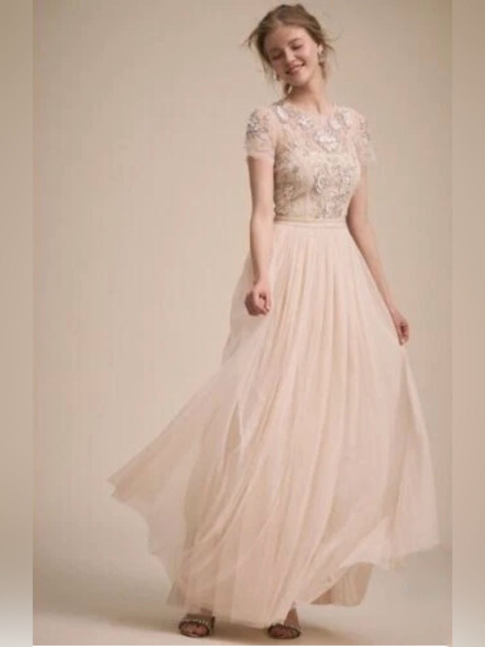 BHLDN Sakara Dress by Anthropologie in a Gorgeous Buff/Blush Color Size 6 EUC
